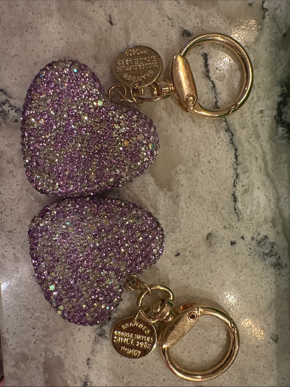 Sparkling Purple Heart Keychain Duo